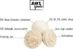 Jean's Goods Drogerballen - Droogballen - Wasdrogerballen - Wasdroger Ballen - Wasbol - Wasbollen - Wasballen - Energiebesparende Producten - Energiebesparend - Duurzaam Cadeau - RWS Wol - Zero Waste - Wasverzachter - Beige - 6 Stuks -Schone Winkel 1200x818
