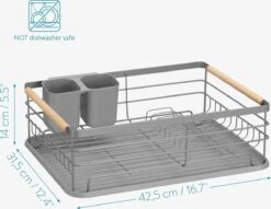 Navaris Afdruiprek Met Uitneembare Bestekhouder - Afwasrek Met Losse Lekbak - Vaatwasrek Met Plateau - Voor Bestek, Borden, Schalen En Pannen -Schone Winkel 1200x930