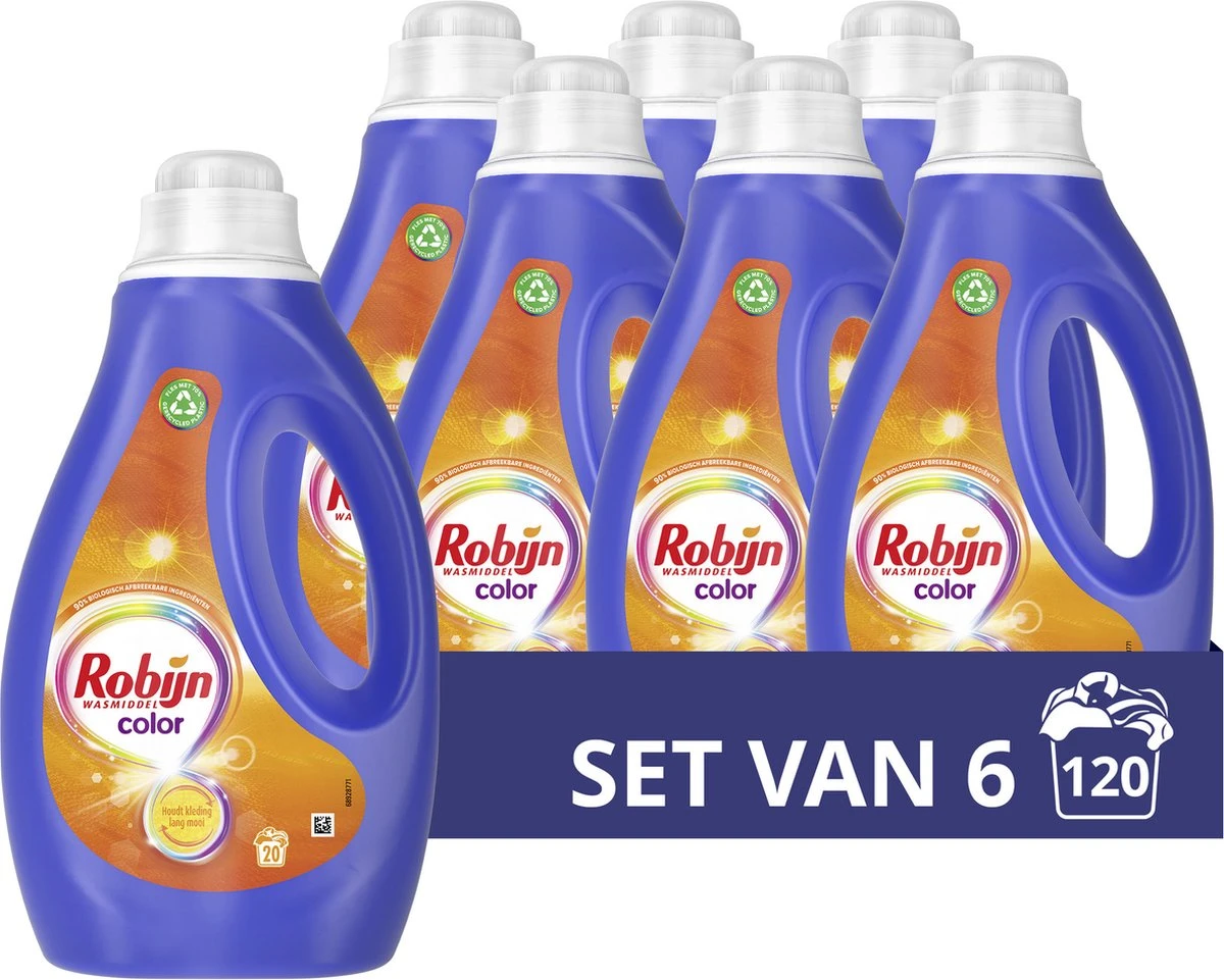 Robijn Color Vloeibaar Wasmiddel - 6 X 20 Wasbeurten - Voordeelverpakking 3 Robijn Color Vloeibaar Wasmiddel - 6 X 20 Wasbeurten - Voordeelverpakking