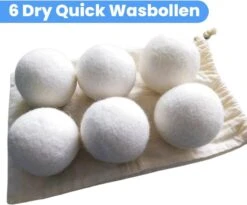 DRYQUICK Drogerballen- Wasbollen- Duurzaam Schapenwol - Herbruikbaar- 6 XL Wasballen Wit -Schone Winkel 1200x997 1