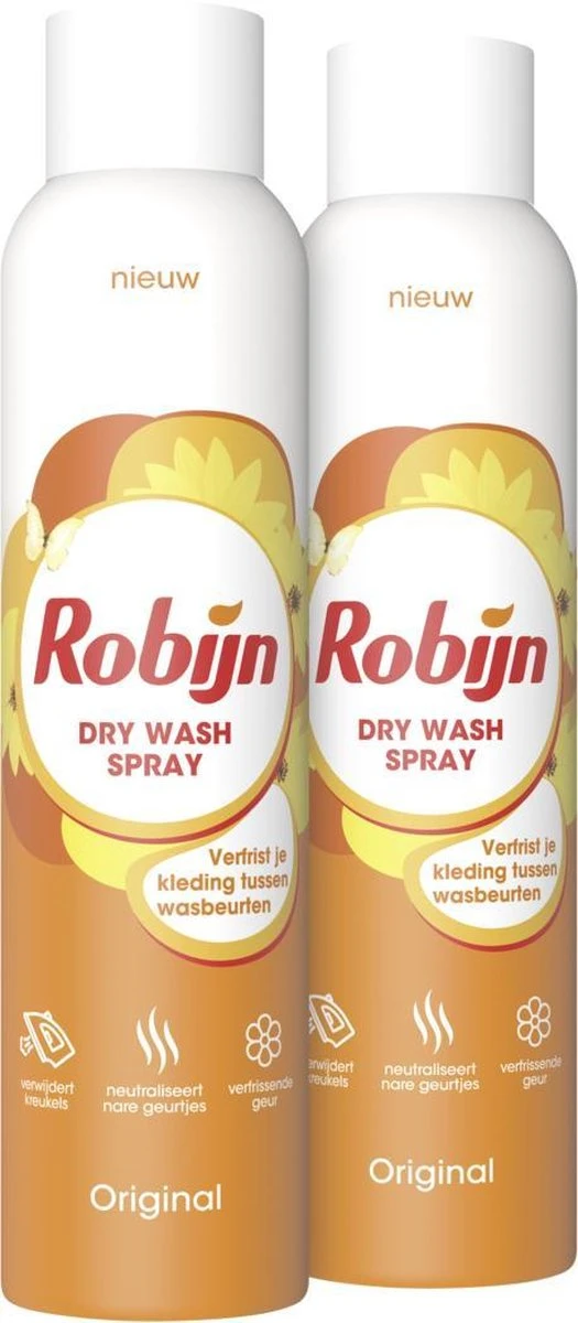 Robijn Original Dry Wash Spray - 2 X 200 Ml - Voordeelverpakking 3 Robijn Original Dry Wash Spray - 2 X 200 Ml - Voordeelverpakking