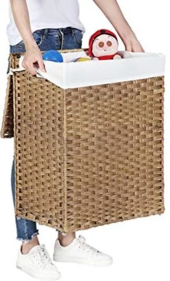 Wasmand - Wasmanden Met Deksel - Wasmand Met Deksel - Opbergbox - 68 X 52,6 X 7,2 Cm - Rieten - Bruin -Schone Winkel 726x1200 1