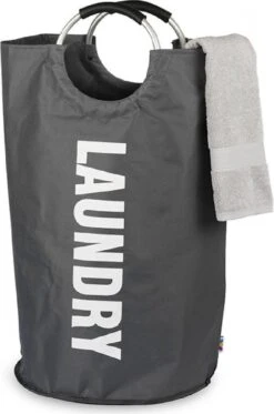 Wonair Wasmand – Waszak – Laundry Basket - Opvouwbaar – 81L - Donkergrijs