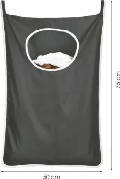 Merkloos Wasmand Hangend - 2 Stuks - Zwart - 120 Liter - Hangende Opvouwbare Waszak -Schone Winkel 801x1200