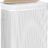 Songmics Wasmand 100 L, Bamboe Wasmand, Wasmand Met Handvaten, Deksel Met Clips, Opvouwbaar, Waszak Verwijderbaar, Wit LCB071W01 -Schone Winkel 841x1200 3