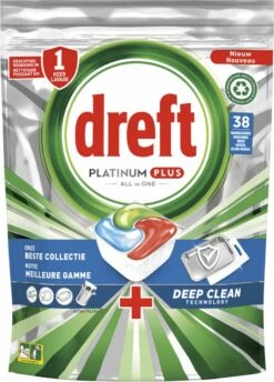 Dreft Platinum Plus All In One Vaatwastabletten Deep Clean 38 Stuks