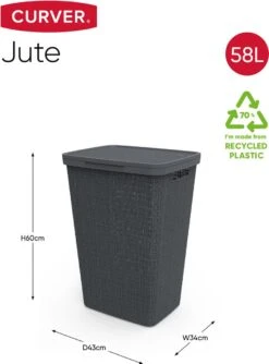 Curver Jute Wasmand Met Deksel 58L + Wasmand 46L - Donkergrijs 16 Curver Jute Wasmand Met Deksel 58L + Wasmand 46L - Donkergrijs -Schone Winkel 888x1200