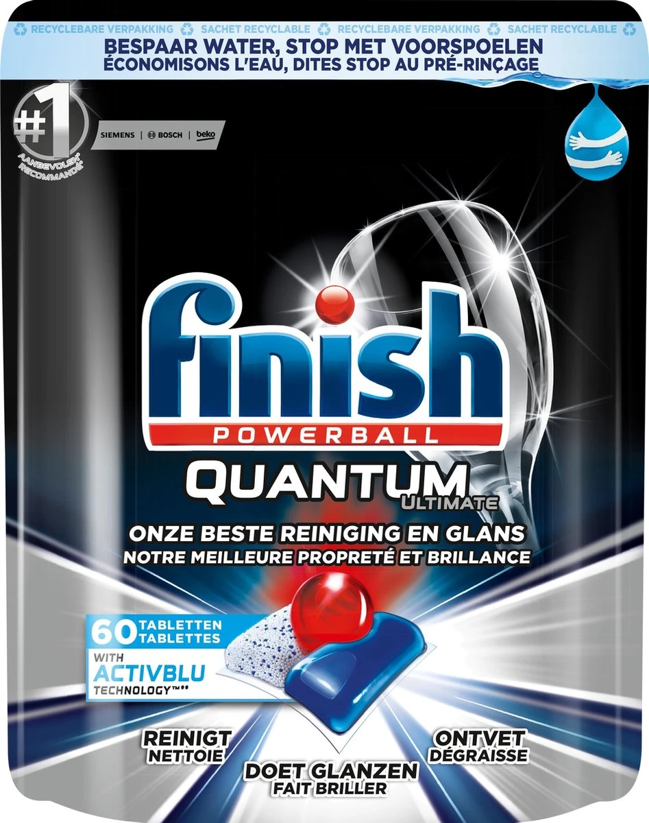 Finish Quantum Ultimate Active Blue Regular Vaatwastabletten - 60 Tabs 3 Finish Quantum Ultimate Active Blue Regular Vaatwastabletten - 60 Tabs