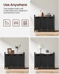 Merkloos Soph & Tess Wasmand 3 Vakken – Wassorteerder Met Uitschuifbare Waszakken - Bruin En Zwart -Schone Winkel 950x1200 3