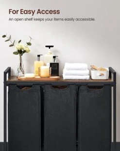 Merkloos Soph & Tess Wasmand 3 Vakken – Wassorteerder Met Uitschuifbare Waszakken - Bruin En Zwart -Schone Winkel 960x1200 9