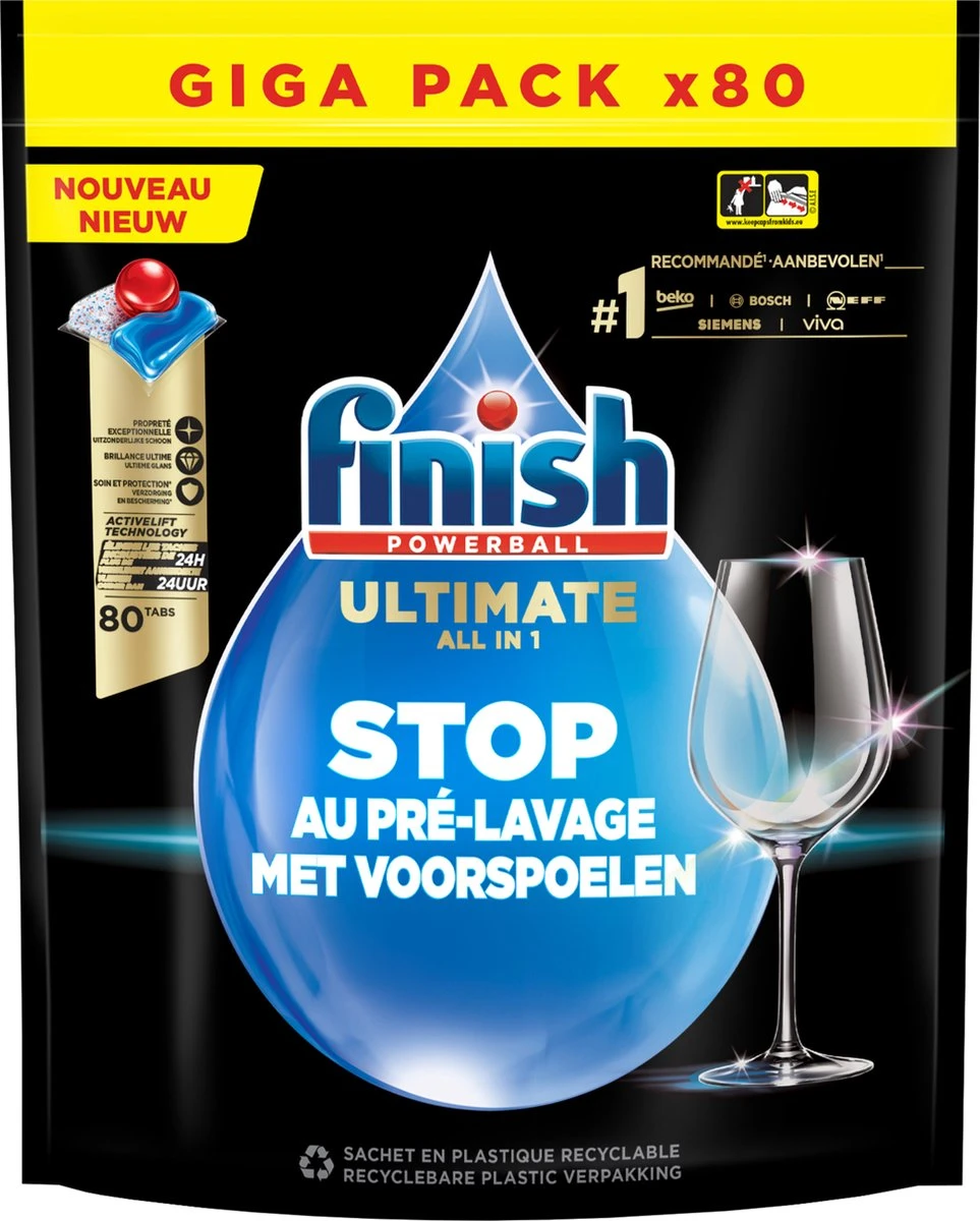 Finish Ultimate All In One Regular Vaatwastabletten - 80 Capsules 3 Finish Ultimate All In One Regular Vaatwastabletten - 80 Capsules