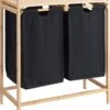 ACAZA Wasmand Met 2 Uitschuifbare Waszakken - Wassorteerder - 44 Liter - Bamboe - 73.5x64.5x33 Cm - Zwart -Schone Winkel 981x1200 2